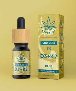 Herbalus - CBD OLEJ 5 % - D3 + K2 - 10 ml