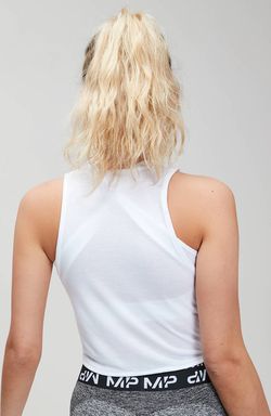 Myprotein  MP dámské zkrácené tréninkové tričko bez rukávů na zavazování Essentials – Bílé - L